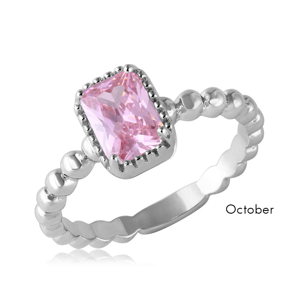 Anillo de plata con piedra rosa sale