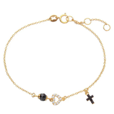 PULSERA PLATA CON CORAZON Y CRUZ