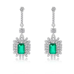 ARETES PLATA COLGANTE VERDE