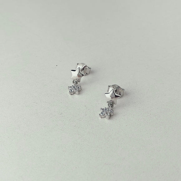 ARETES PLATA DOBLE ESTRELLA MINI