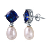 ARETES DOBLES PERLA CON PIEDRA