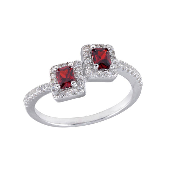 ANILLO DOBLE CUBO ROJO