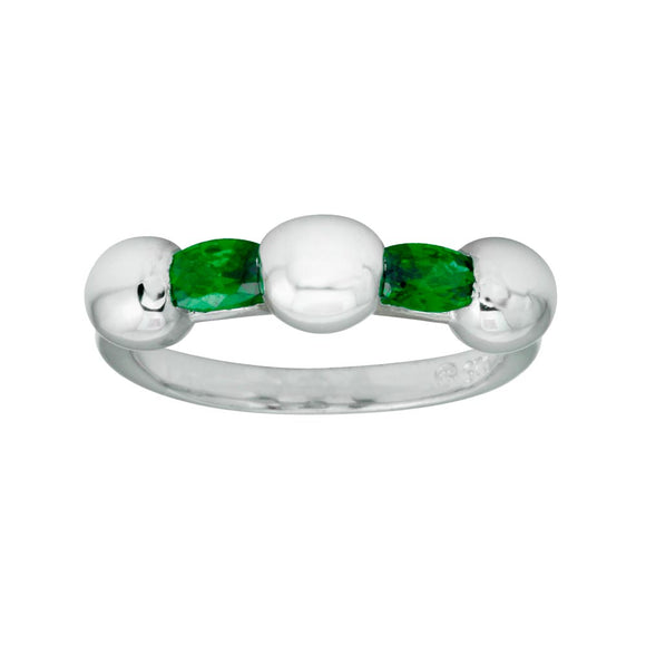 ANILLO PUNTOS CON PIEDRA VERDE