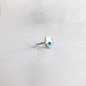 ANILLO PLATA HAMSA EN MADRE PERLA