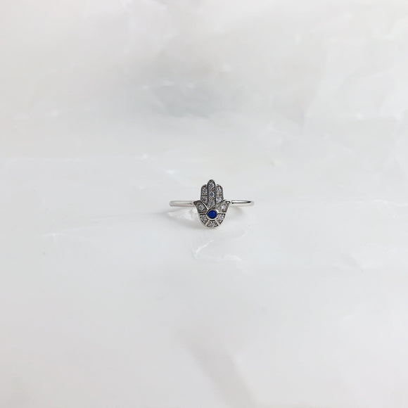 ANILLO PLATA HAMSA EN ZIRCONIA