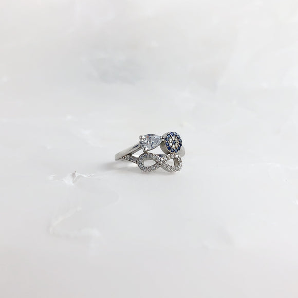 ANILLO PLATA OJO E INFINITO EN ZIRCONIA