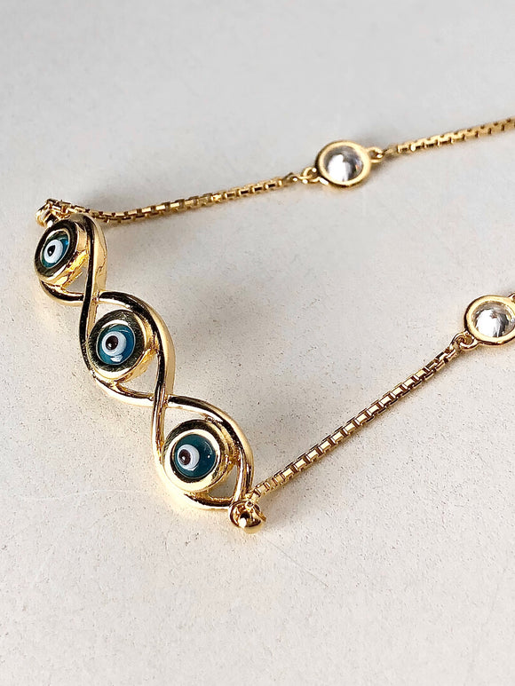 PULSERA TRIPLE EYE EVIL AQUA