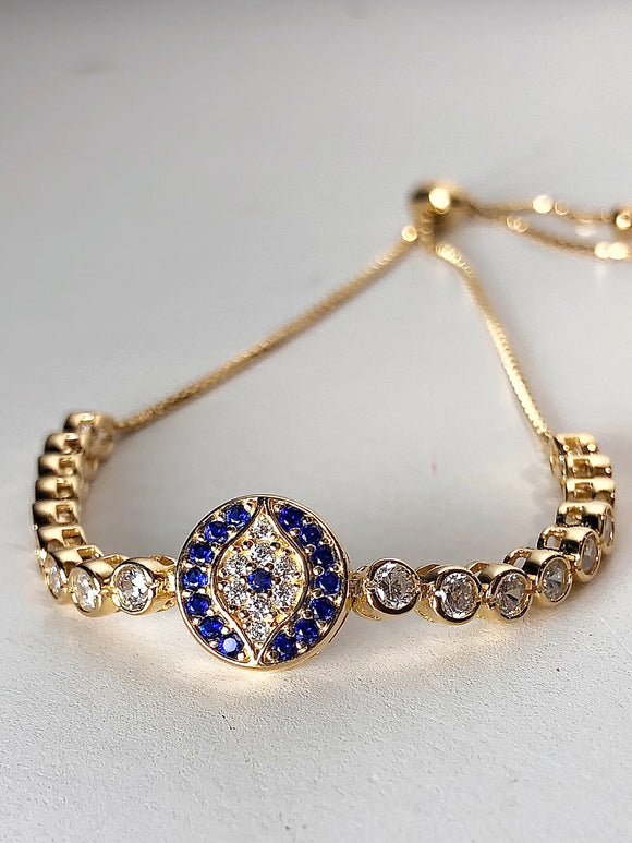 PULSERA ZIRCONIAS Y OJO TURCO