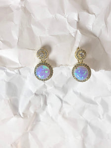 ARETES DOBLES CON OPALO AZUL