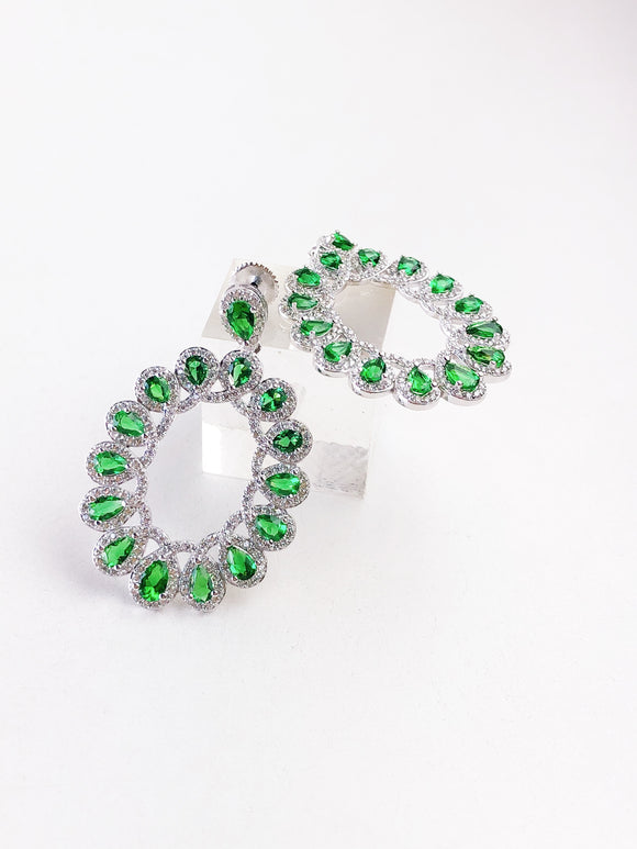 ARETES PLATA FLOR EN ZIRCONIAS