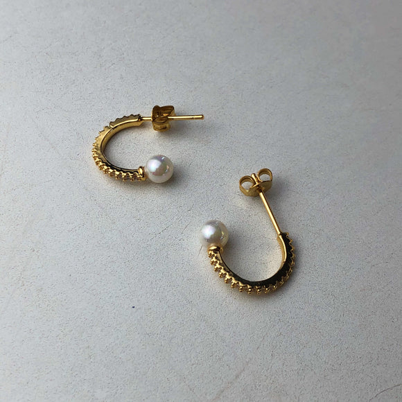 ARRACADAS PERLA Y ZIRCONIA