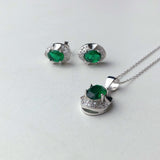 JUEGO PLATA EN ZIRCONIA VERDE