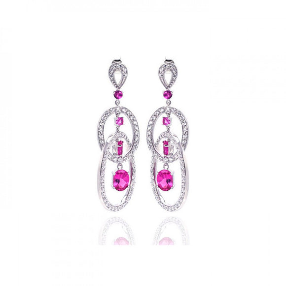 ARETES DOBLE ARO CON ROSA